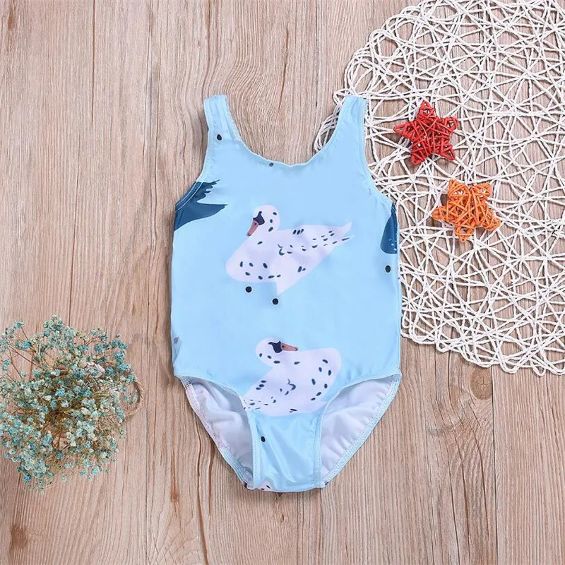 

Infant Kids Girls Cartoon Duck Printed Bikini 0-3 YBaby Girl Sleeveless Milk Silk Swimwear One-piece Swimsuit Beach Bathing Suit