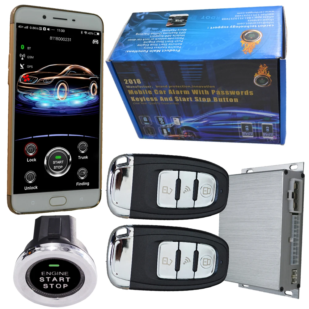 

Burglar car alarm with start stop ignition button mobile app control the car wherever or whenever gps online real time tracking