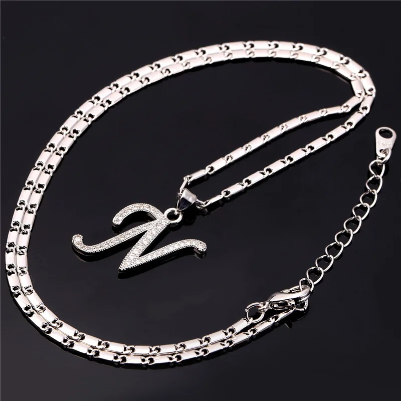 Murah Awal N Surat Liontin Kalung   Wanita Pria Personalized Hadiah Alfabet Perhiasan Emas Warna Kalung P1684