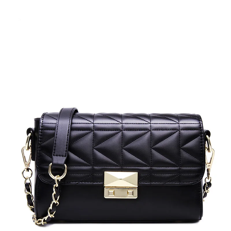 Famous Brand Designer Chain Bag 2016 New Geometric Plaid Shoulder Bag Japan Style Fashion Pink Black
