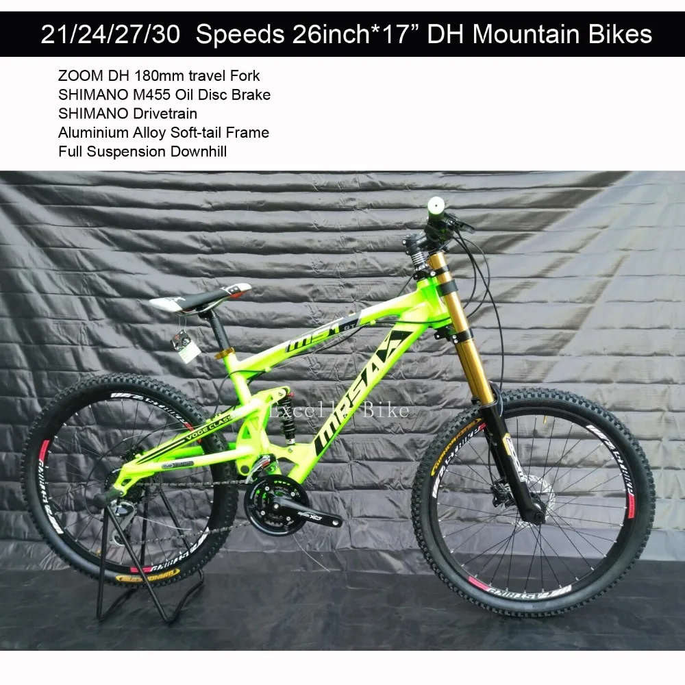 Perfect 21/24/27/30 Speeds 26*17" Aluminium Alloy Soft-tail Full Suspension Downhill Bicicleta Mountain Bike26 Oil Disc Brake Bicicletas 1