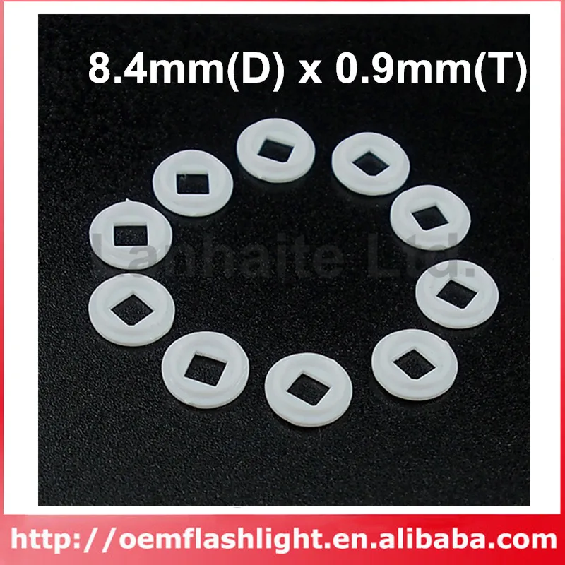 

8.4mm(D) x 0.9mm(T) White Plastic Insulation Gaskets for Cree XP-L - 10 pcs
