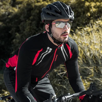 

Santic Men Cycling Jacket Cycling Jersey Long Sleeve with Finger Winter Thermal Reflective Jackets Windproof Sports Clothing