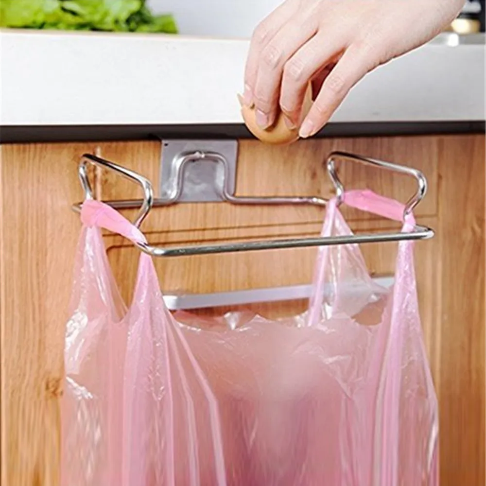 

Garbage bag hanger Metal Hanging Garbage Bags Rack Kitchen Wash Cloth Towel Storage Shelf kitchen organizer dish rack @30