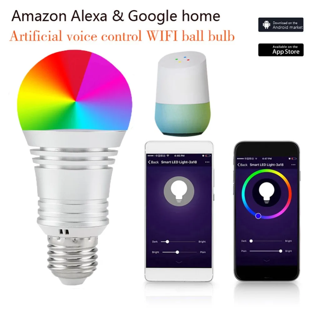 Умсветодиодный Светодиодная лампа RGB с Wi Fi E27 E26 E14 B22 регулируемой яркостью и