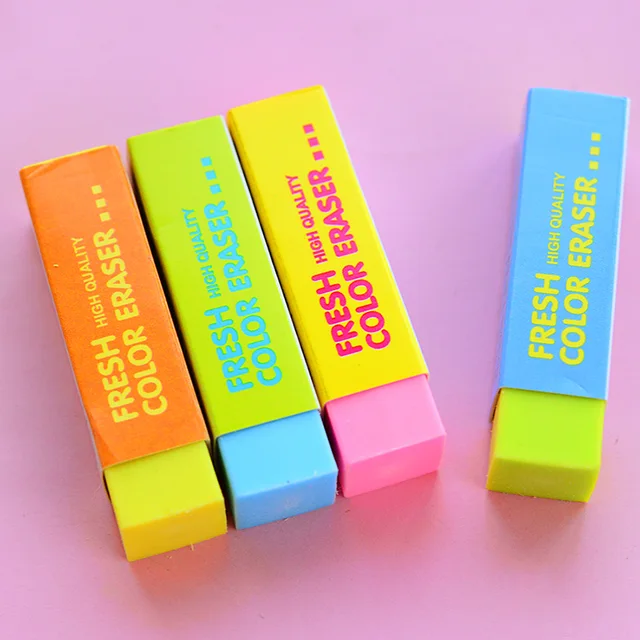 1 Pcs Korean Deli Novelty Cube Candy Color Pencil Erasers Cute Kawaii