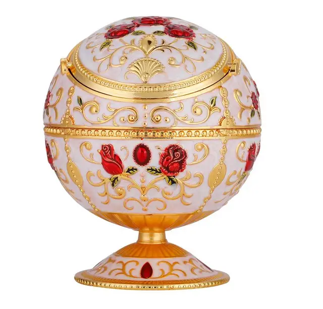 Portable Mini Ashtray Metal Round Ball Stamped Pattern Gift Decoration Alinory Decoration 1