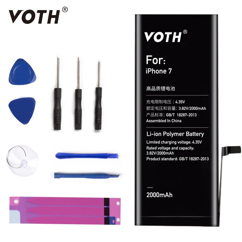 

Voth Lithium Battery For Apple iPhone 7 Internal Replacement Batteries Bateria 2000mAh Free Tools Retail Package