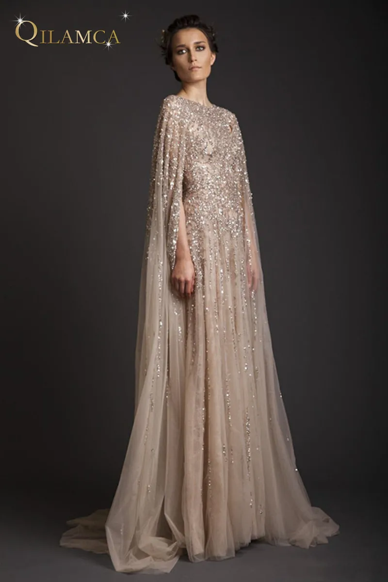 cape evening gown