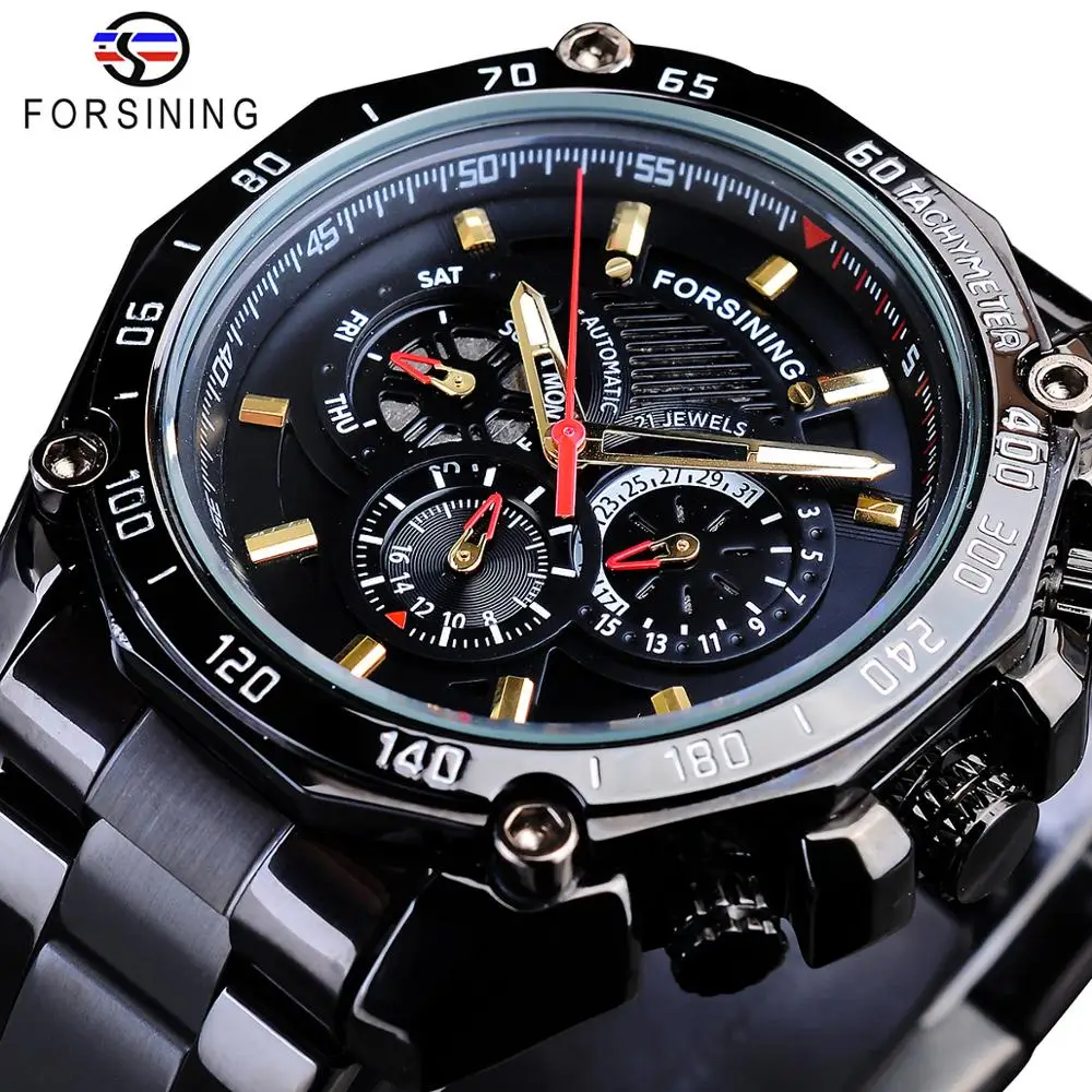 

Forsining Relogio Masculino Mens Automatic Watches Sport Casual Waterproof 3 Dial Calendar Mechanical Stainless Steel Band Watch