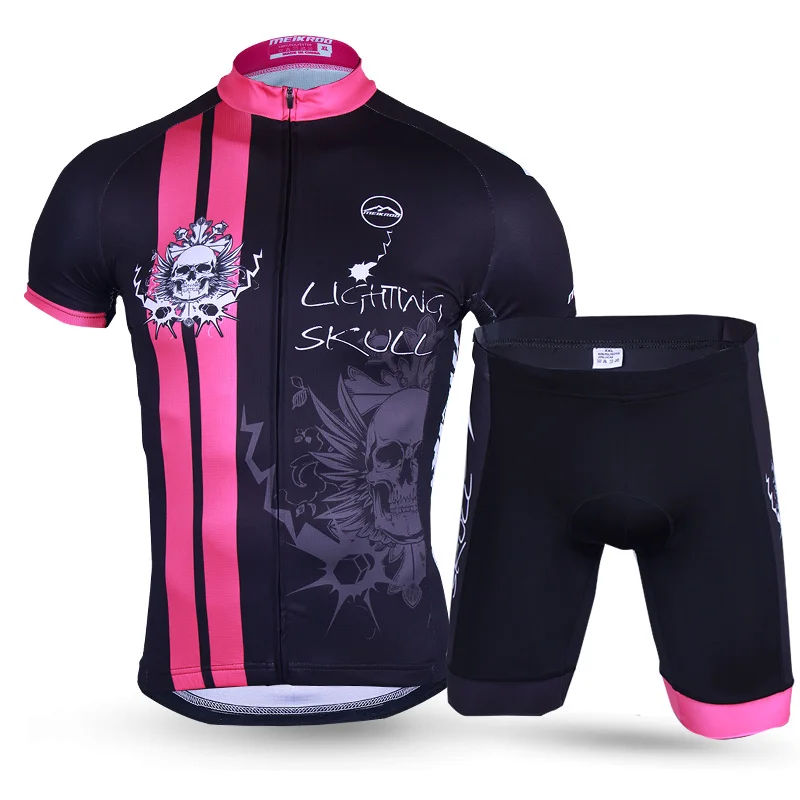 

2019 Men's Cool Lighting Skull Cycling Sets Short Sleeve Jersey Suits MTB Racing Bike/Bicycle Clothing Anti-Sweat Ropa Ciclismo