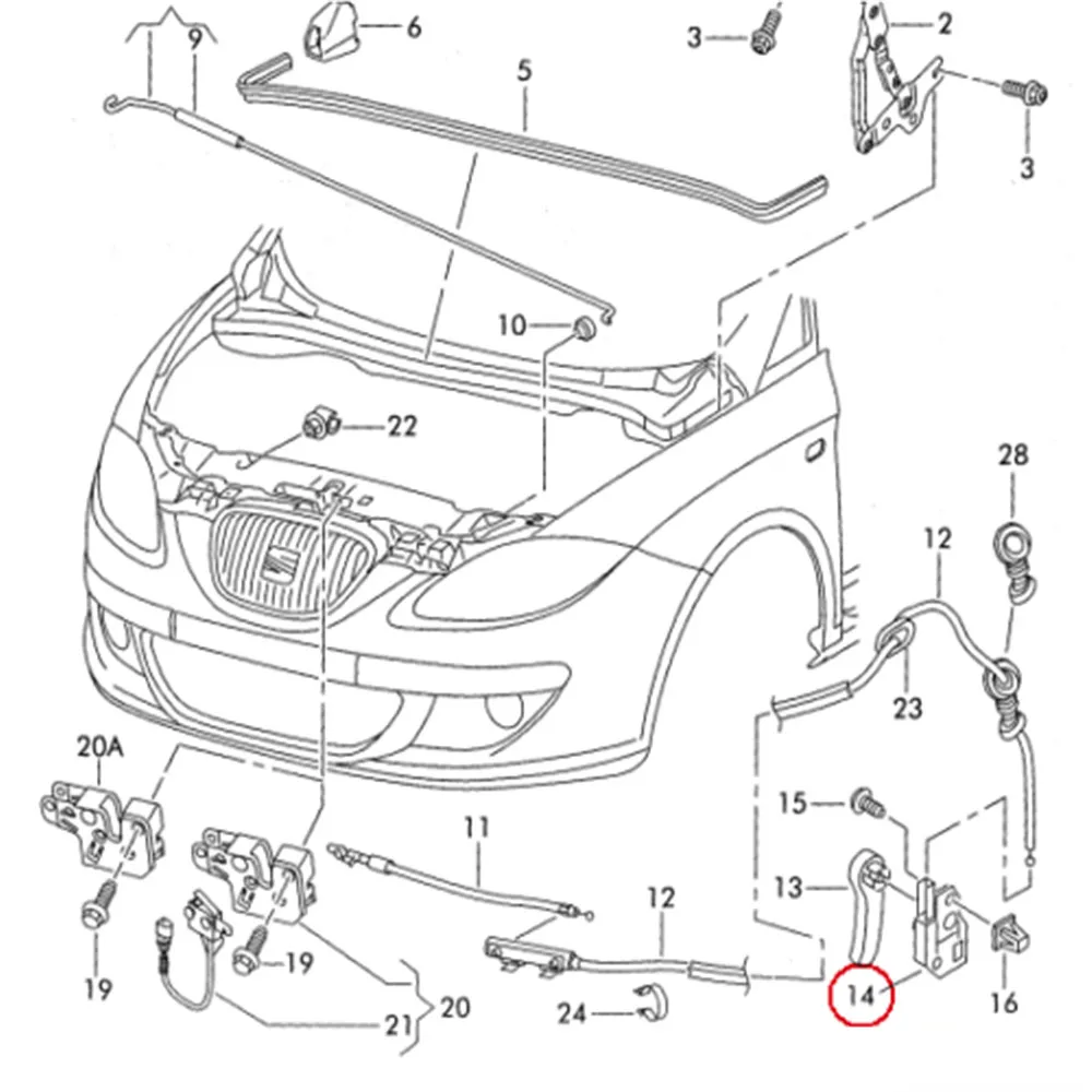 SCJYRXS LHD кронштейн капота 1J1823633A для EOS Lupo Touran Transporter V Bus Golf MK4 Bora Polo Beetle Seat Arosa Caddy