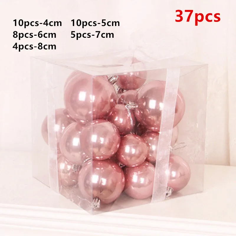 37 piezas mezcladas 4-8 cm 3-10 cm oro rosa perla Bola de Navidad para decoración de Navidad y adornos de árbol de Navidad