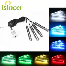 Автомобильный RGB Светодиодные ленты 4*9 шт SMD 5050 10 Вт автомобиль декоративные атмосферу полосы света авто RGB путь напольный светильник дистанционного Управление 12V