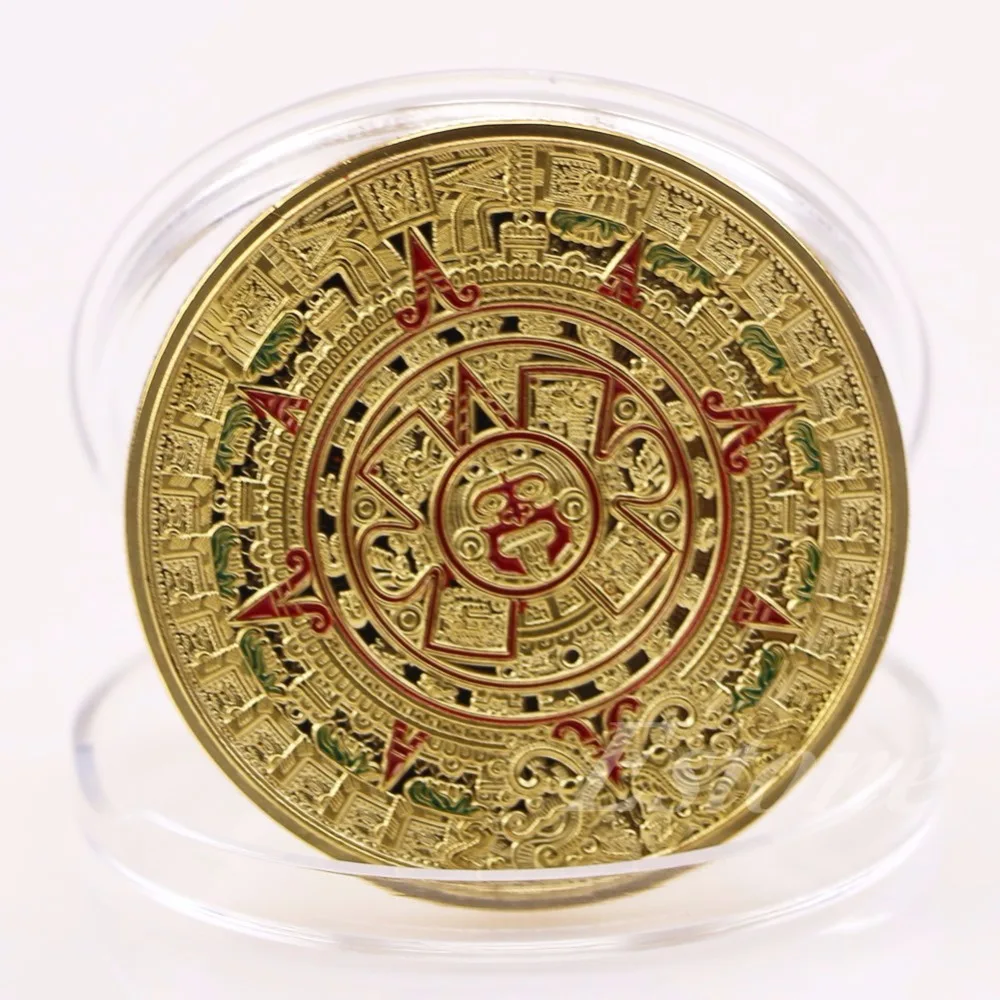 

Gold Plated Mayan Aztec Prophecy Calendar Souvenir Commemorative Coin Collection