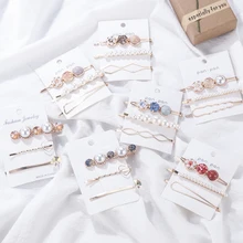 3 шт./компл. круглым носком в Корейском стиле со звездами Заколки для волос для Для женщин Винтаж с геометрическим принтом повязка на голову, элегантное платье для девочек Bang заколка для волос, заколка для волос аксессуары для волос