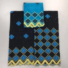 Хлопковые кружевные цвет: черный, синий Цвет Африканский швейцарское хлопчатобумажное кружево в комплекте комплект из 3 предметов хлопковые кружевные швейцарская ткань для Женская одежда Вечерние 30