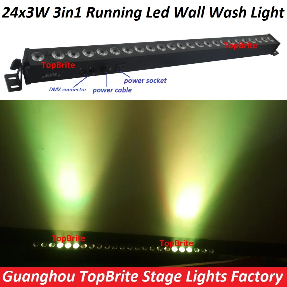Led Wall Washer Light 24x3W RGB 3IN1 Led Wall Wash Lights Running Funtion Dmx Bar For Dj Disco Party Show Effect Stage Projector