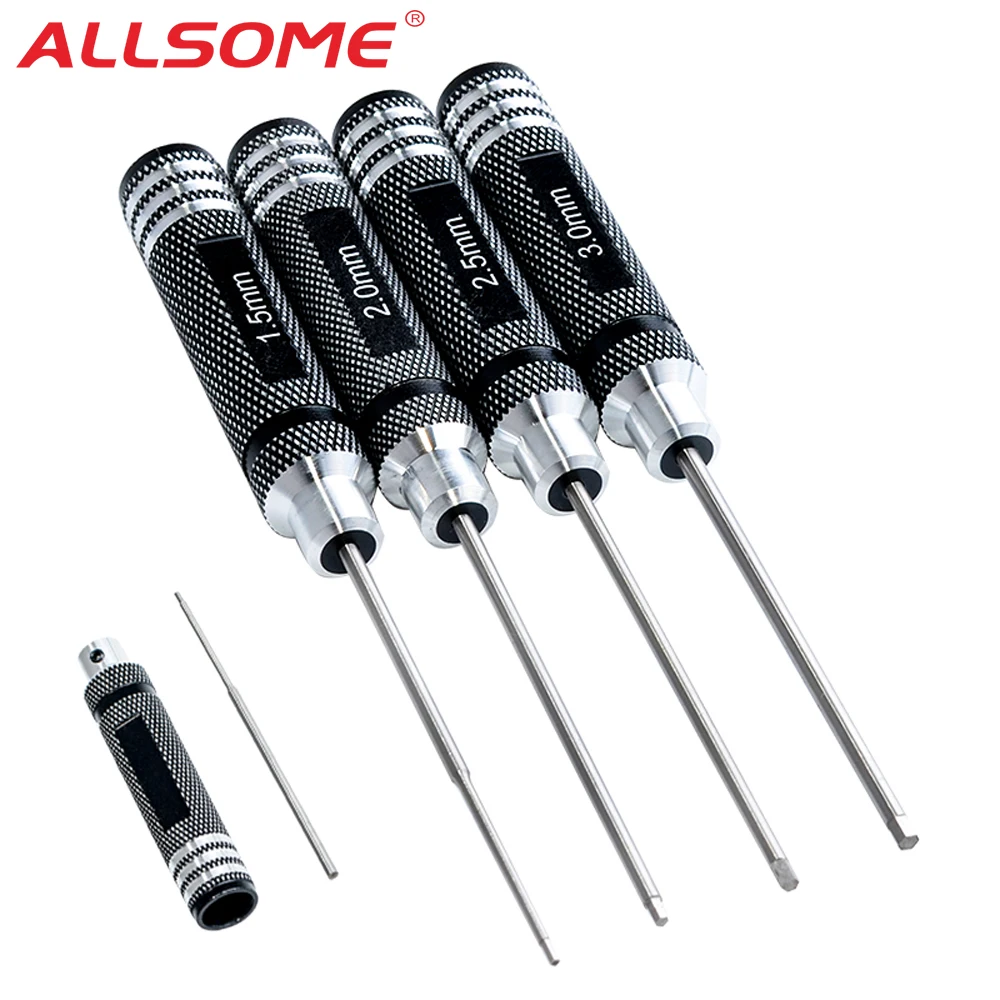 

ALLSOME Titanium Nitride TiNi Hex Driver Wrench 4Pcs Set 1.5mm/2mm/2.5mm/3.0mm for RC Helicopter Repair Tool Hand Tool Set GT041