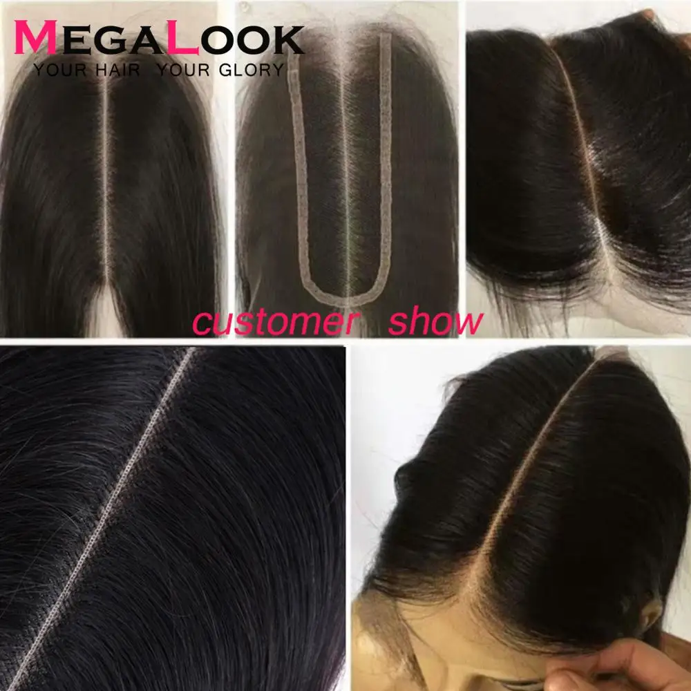Ceny Zamknięcie megaook 2X6 zamknięcie Kim k uzupełnienie splotu ludzkich włosów 2*6 koronka prosto Remy brazylijski naturalny kolor środkowa część