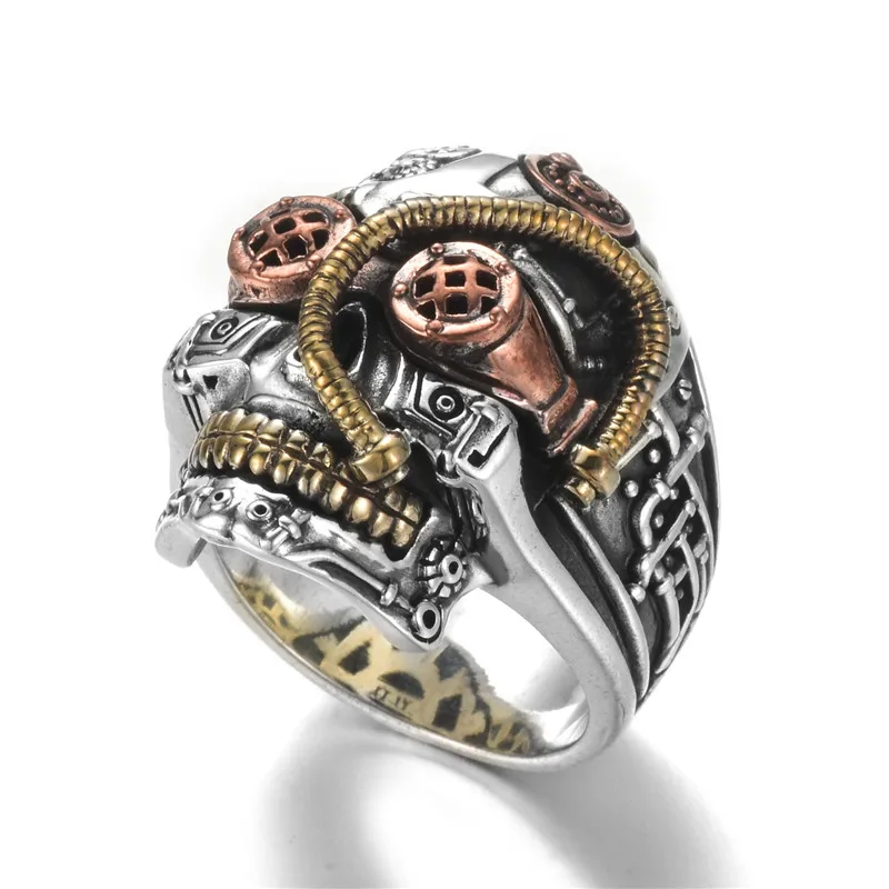 Дизайн Винтажный Готический резной череп, кольцо для панков кольцо робота Байкер хипхоп рок ювелирные изделия уникальная Мода для мужчин подарок на Хэллоуин