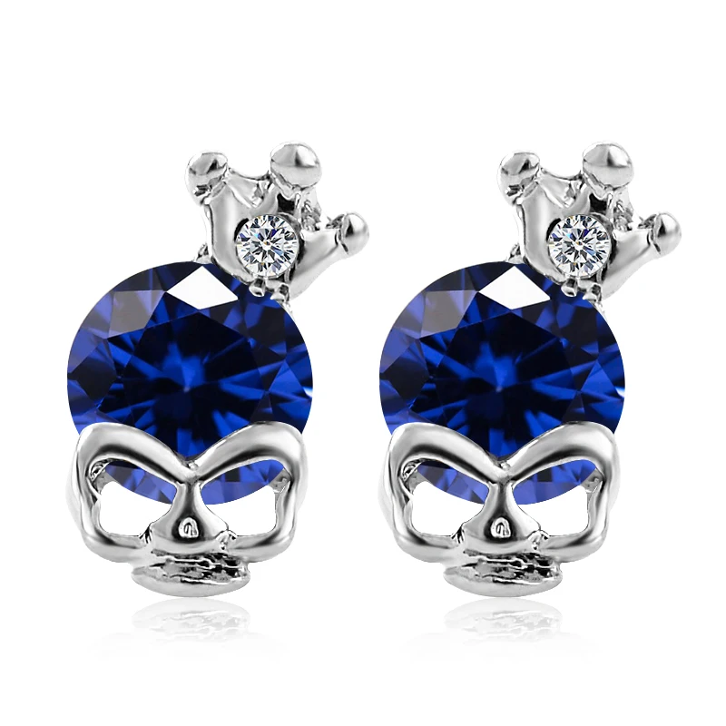 

MISANANRYNE Skull Stud Earrings for Women Cute 7 Colors Cubic Zirconia Skull Stud Earrings Party Jewelry Gift Wholesale