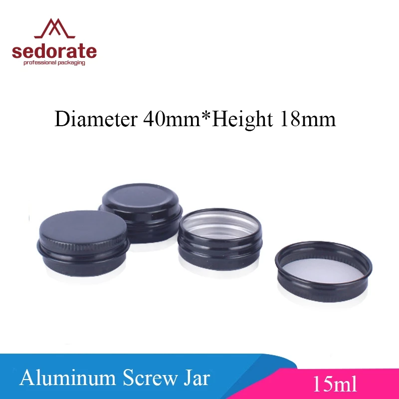 Sedorate 20 ps/Lot 15ML Wholesale Aluminum Jars For Cosmetic Lip Balm Soap Containers Black Round Cream MC4018-1 | Красота и здоровье