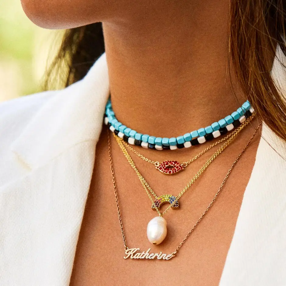 

Girlgo Ins Brand Design Love DIY Necklaces Jewelry Sets for Women NE+NE Trendy Metal Collar Choker Necklaces Summer Accessories