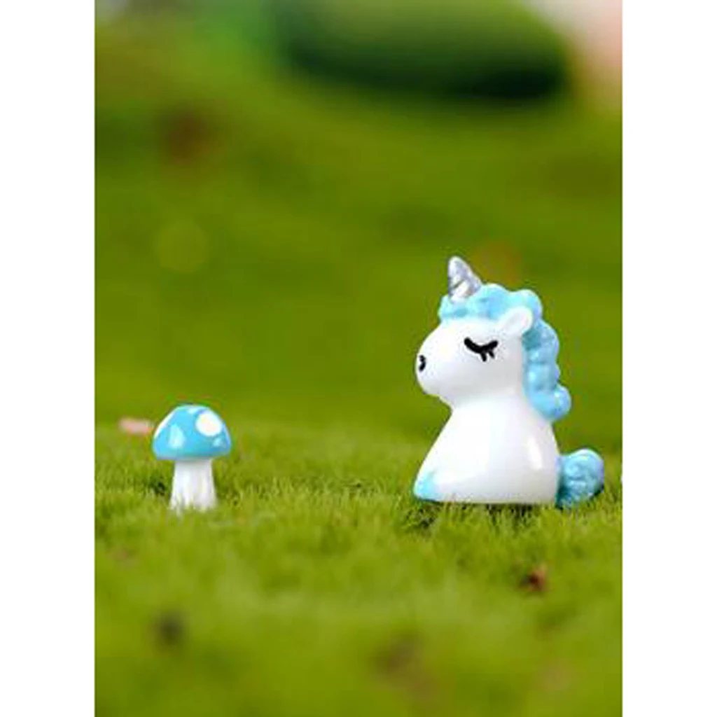  4 Packed Mini Resin Unicorn Statues Miniature Fairy Garden Dollhouse Ornaments Decoration Mini Landscape  Home Bedroom Decor