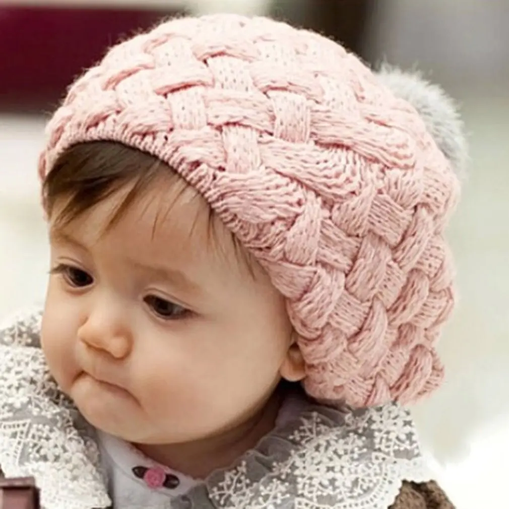 

Children Hat Toddler Kids Baby Warm Winter Knit Beanie Cap Fur Pom Bobble Hat Brand Thick Cap for Boys Girls 0-5Y Drop Shipping