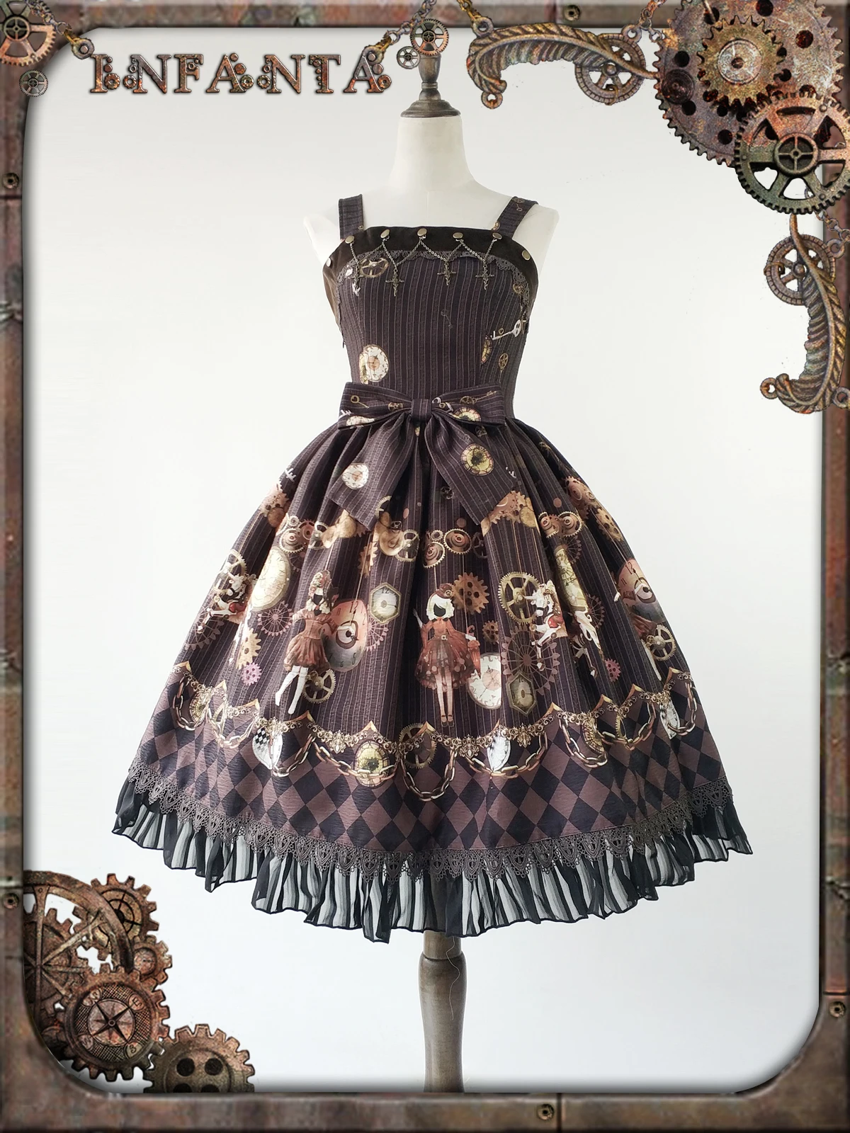 Женское платье в стиле стимпанк Механическая кукла серия печатная Лолита JSK платье Инфанта* предзаказ