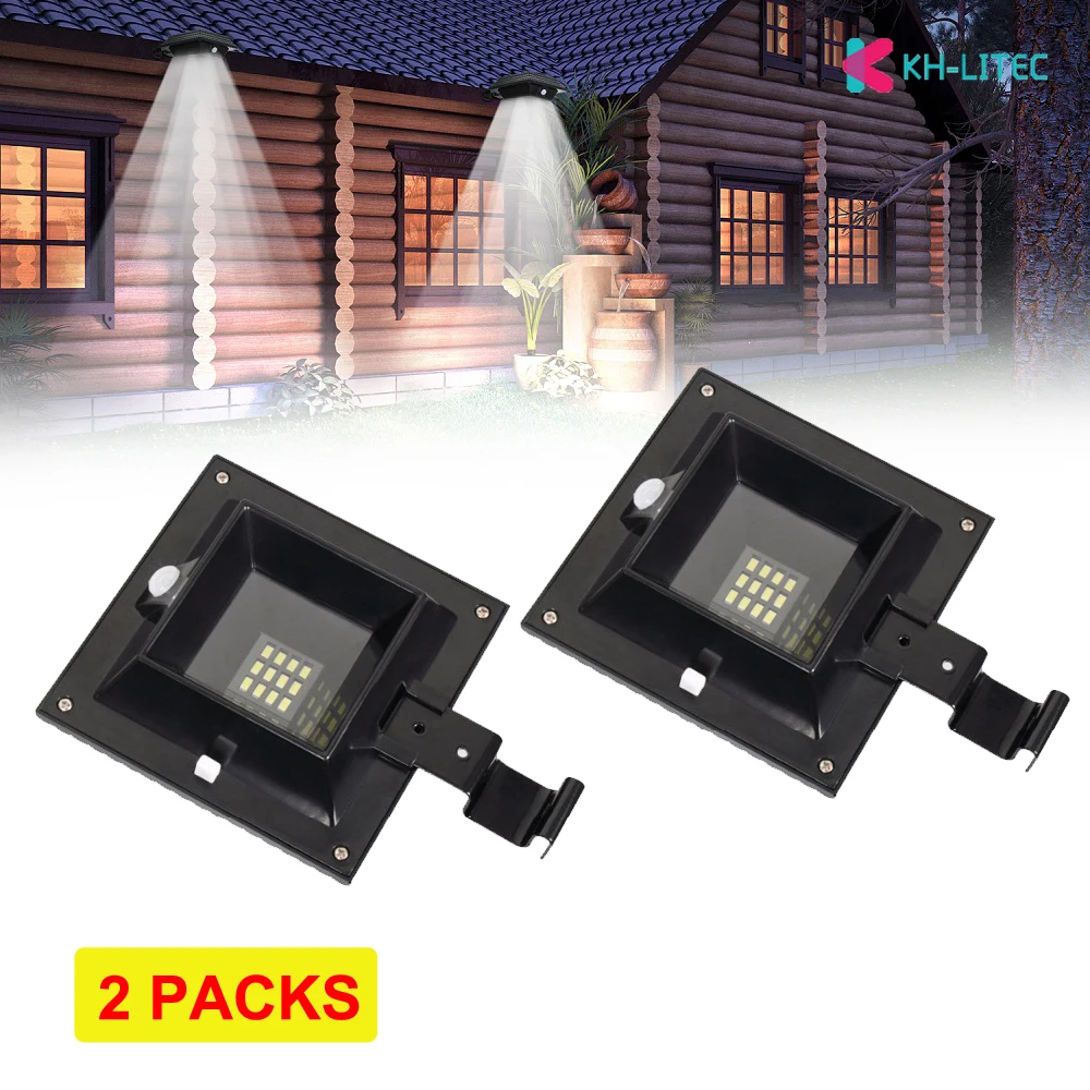 KHLITEC-2PCS-New-Style-Gutter-Lights-Black-Solar-Powered-Garden-Light-Outdoor-Lighting-Wall-Solar-Lamp-For-Garden-Security