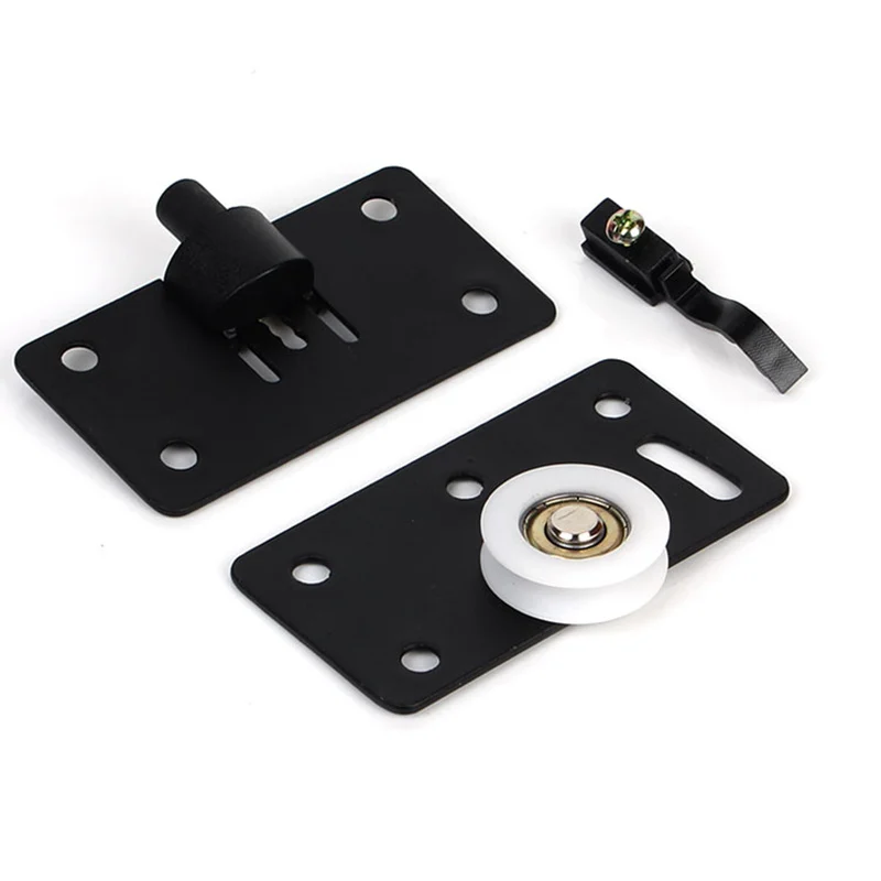 1 Set of Wardrobe Sliding Door Pulley Metal + Nylon Cabinet Sliding Door Fittings Track Roller Furniture Hardware Accessories