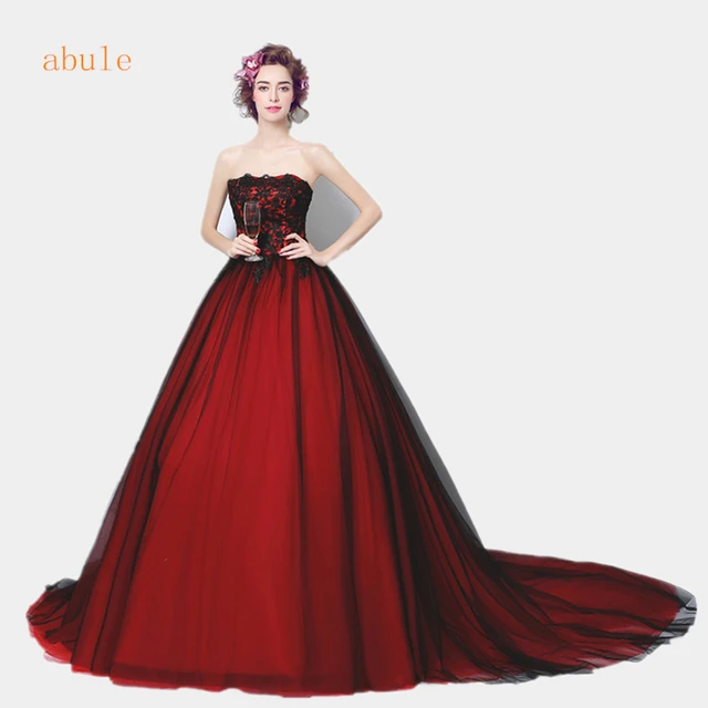 aliexpress: comprar abule boda vestido rojo vino negro de tren