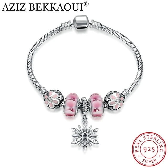 Aliexpress Aziz Bekkaoui 925 Sterling Silver Lovely Pink Aziz Bekkaoui 925 Sterling Silver Lovely Pink Flower Charms European Murano Gl Beads Diy Bracelets