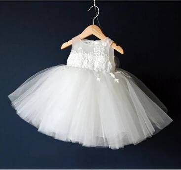 Белое платье на свадьбу для девочки новое поступление для девочек Кружево Тюль Платья для вечеринок детская одежда принцессы, От 3 месяцев до 7 лет