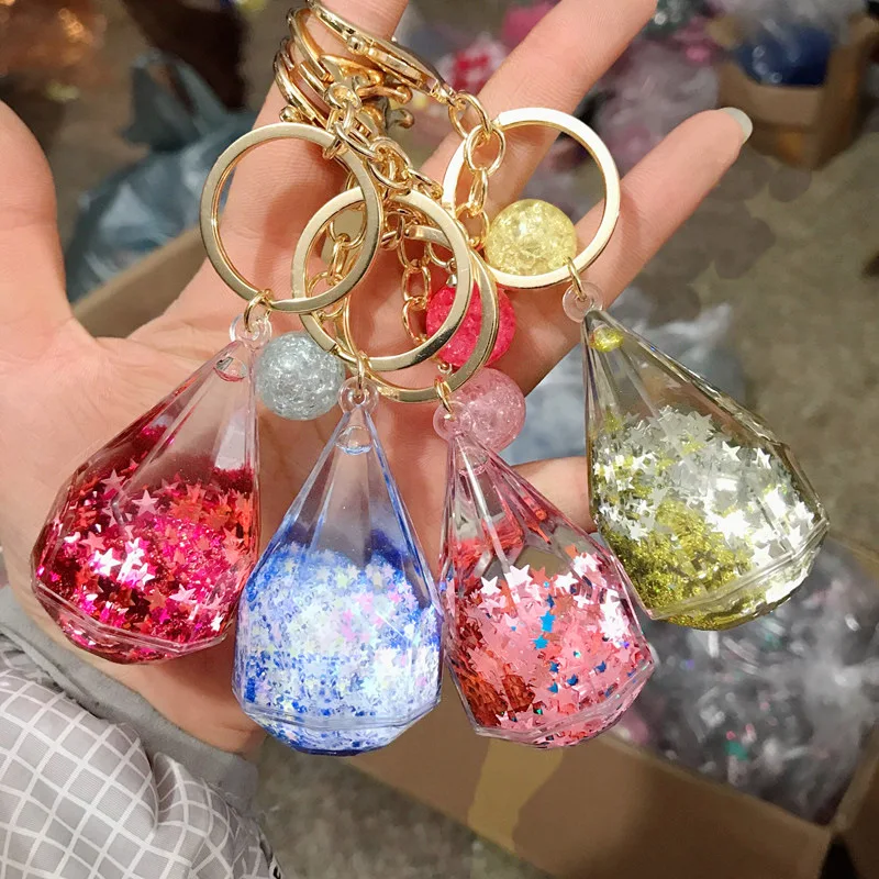 

2019 Powder Moving Liquid Key Ring fantasy keychain Glitter Quicksand Star Keychain Car Key Pendant Creative Birthday Gift