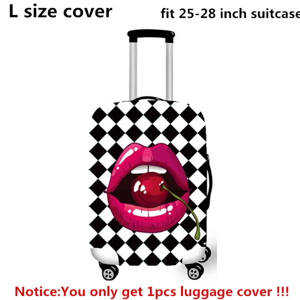Утолщенный защитный чехол для багажа с 3D принтом, эластичный чехол с милыми мультяшными губами, пылезащитный чехол для багажника, чехол для путешествий, аксессуары для чемоданов - Цвет: L Cherry