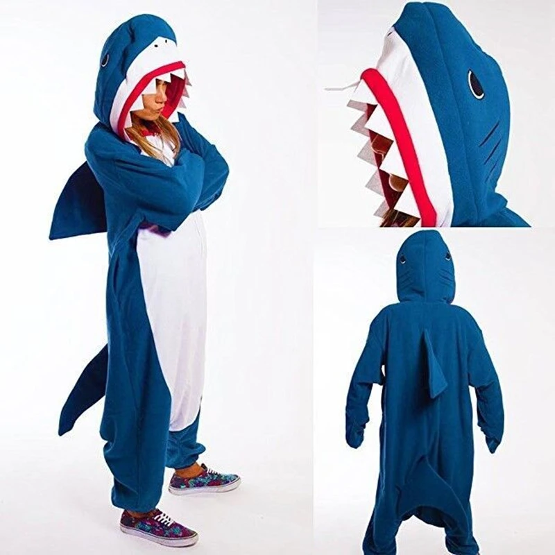 

Shark Unisex Adult Kigurumi Pajamas Animal Cosplay Sleepwear Onesies