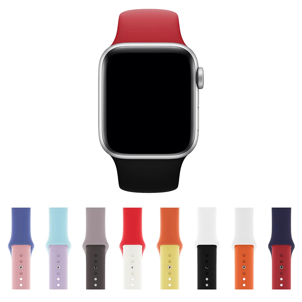 

Two-color Sports Band for Apple Watch 38mm 40mm 42mm 44mm Series 1 2 3 4 Silicone Watchband Strap Sports Wristband Wholesale