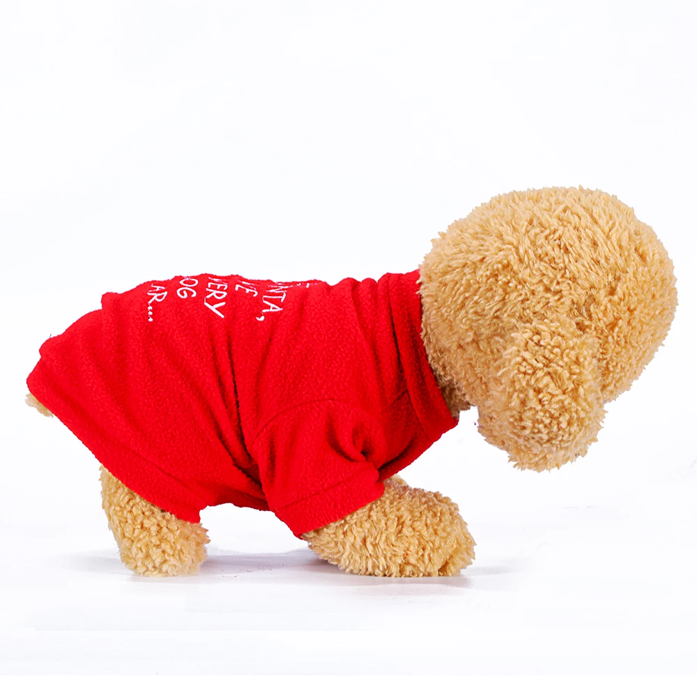 Merry Christmas festival Cotton Dog Hoodies winter dog clothes RED clothes for small dogs PUppy OUTFIT dog jumpers clothing for cats dog dRESSES  (3)