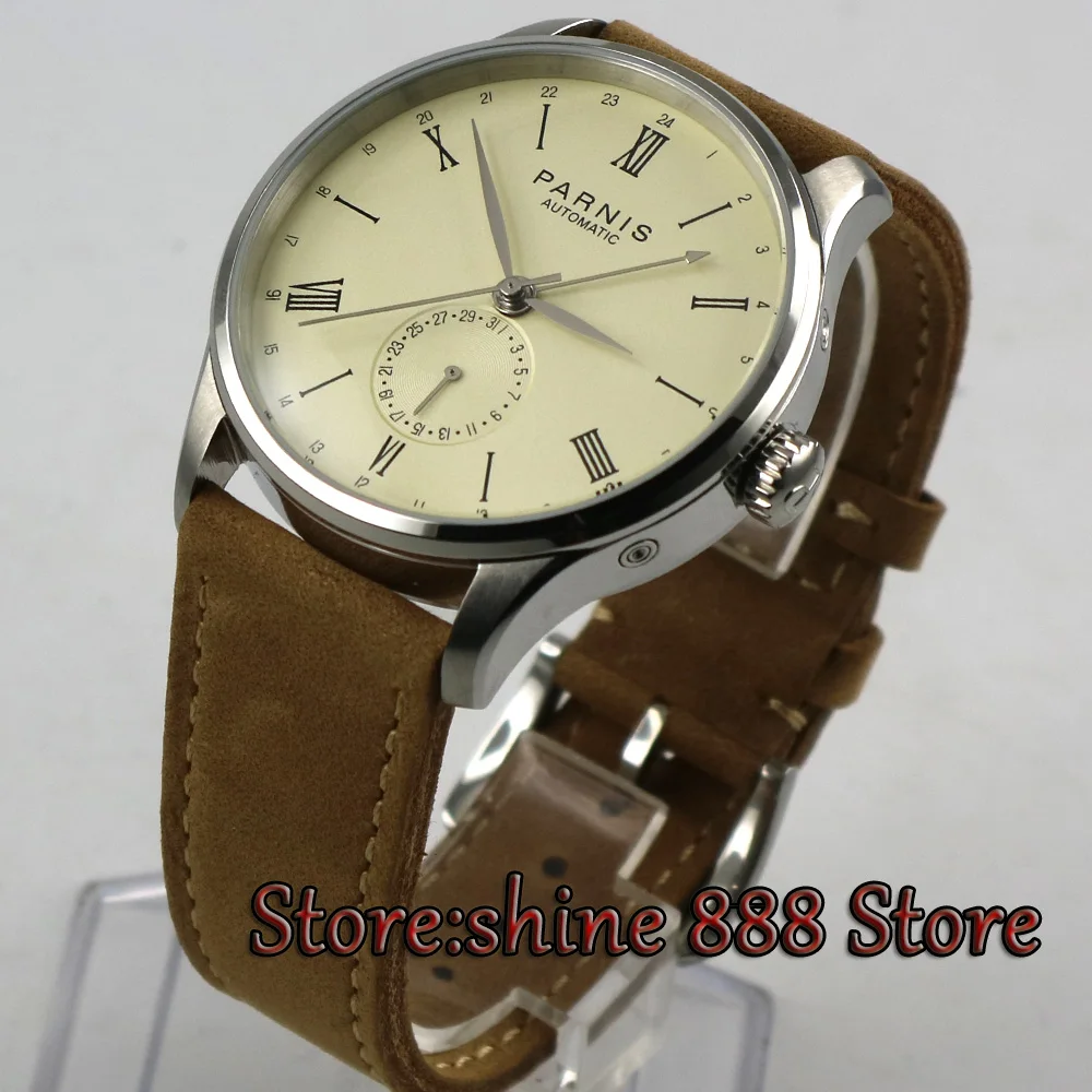 42 мм Parnis off white циферблат 24 часа ST1690 автоматический механизм мужские часы|watch men|watch