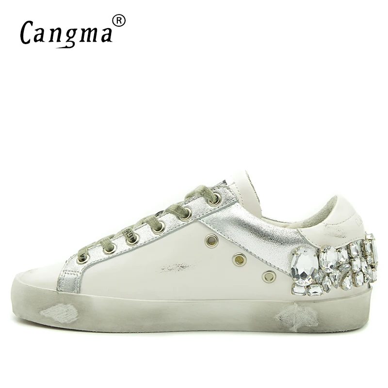 CANGMA мужские кроссовки 9908 Бренд стразы; туфли из натуральной кожи, на шнуровке, туфли в стиле «хип-хоп»; тканевая дышащая Спортивная обувь больших размеров