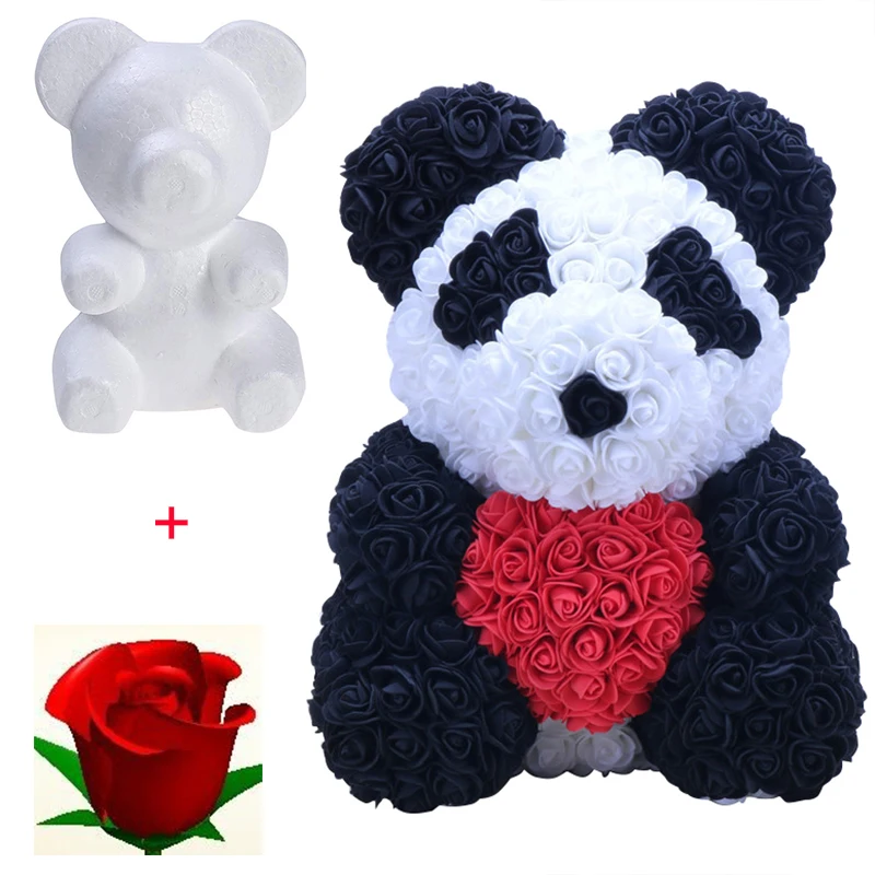 

New Flower Rose Panda Toys 40cm/15.75'' Foam Bear Crafts Home Car Wedding Anniversary Decoration Valentine Girlfriend Gift