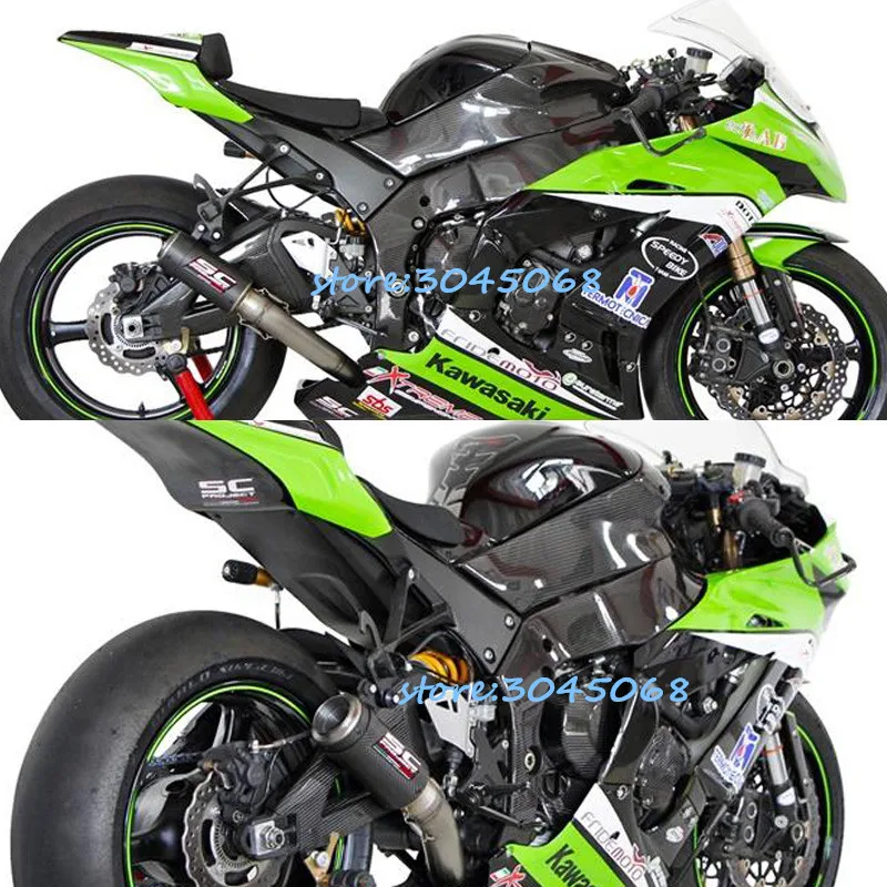 ZX10R Motorcycle Exhaust Middle Pipe Link Pipe Muffler With Carbon