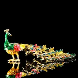 QIFU металл ремесло красивый красочный павлин форма украшения дома подарок