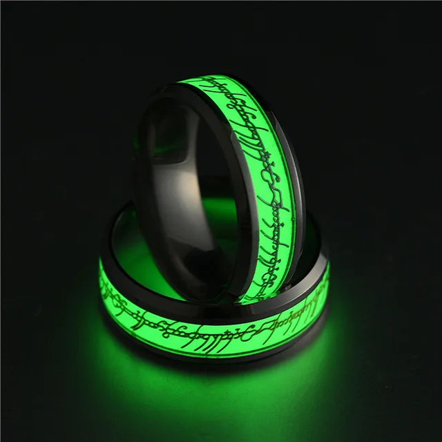 Hot Stainless Steel Ring For Lover Luminous Green And Blue Letter Ring Glow In T Hot Stainless Steel Ring For Lover Luminous Green And Blue Letter Ring Glow In T