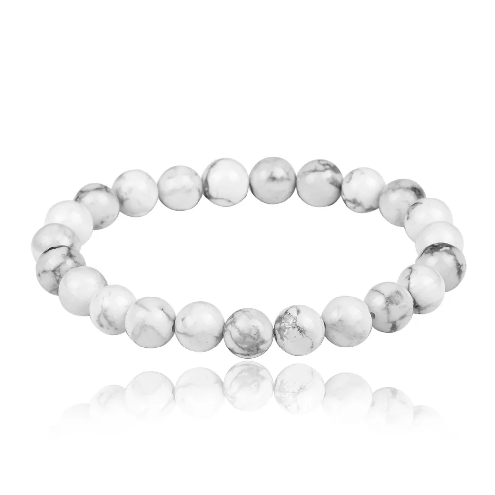 

JINSE 2018 Fashion Natural Stone Bracelets For Women Men Howlite Tiger Eye Beaded Yoga Bracelets Pulseira Masculina