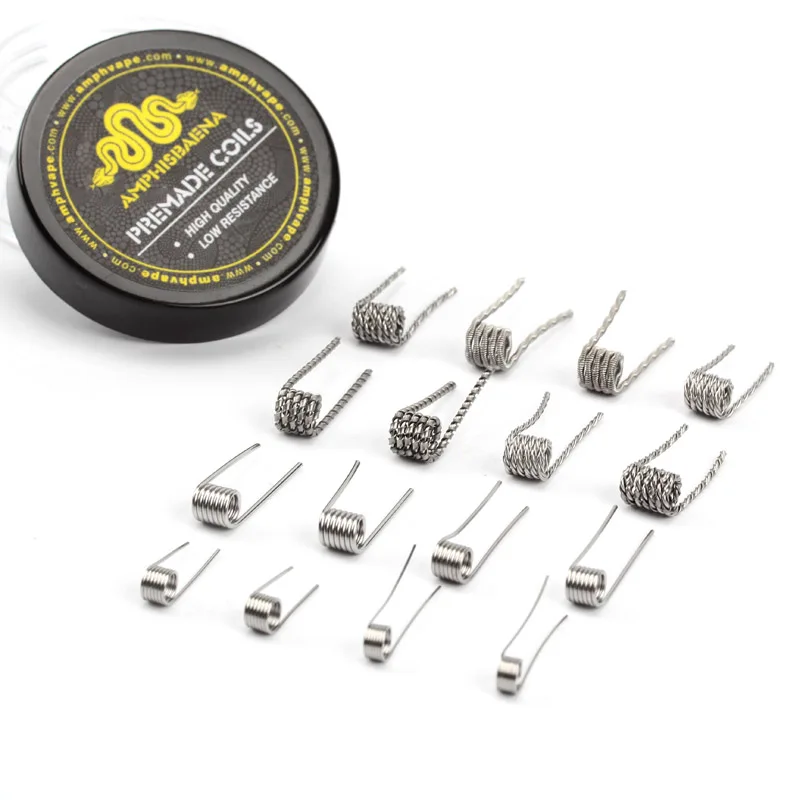 

Amphisbaena Premade Coil Box 16 in 1 22ga 24ga 26ga 28ga Fused Clapton Tiger Quad Coil For RDA RTA DIY Atomizer Prebuilt Coils