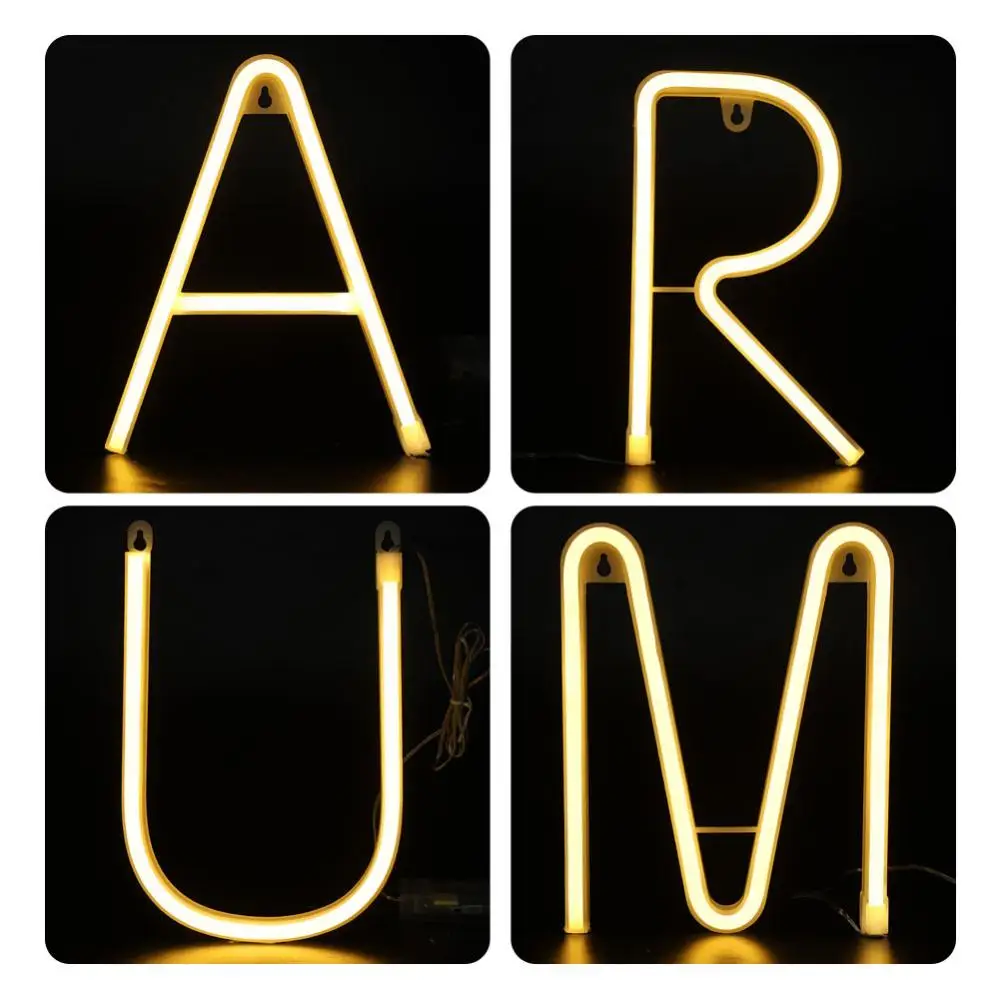 

LED Neon Letter Light Alphabet Letter Shaped Night Lamp Decorative Birthday Wedding Party Romantic Night Light